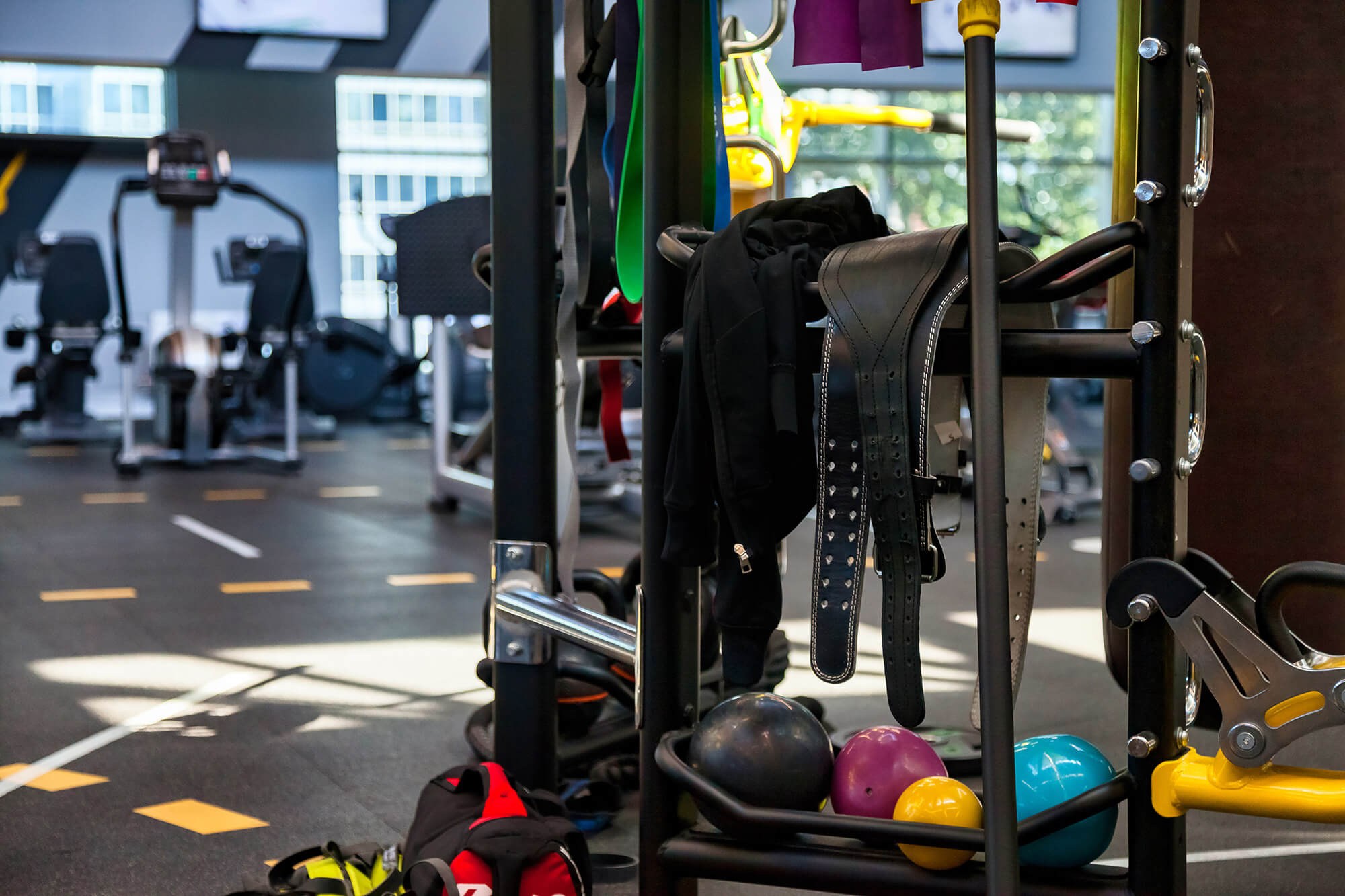 Gym equipment at a gym